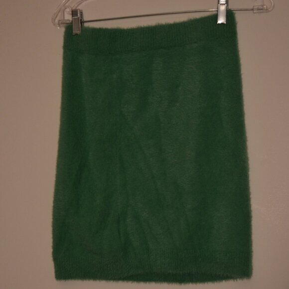 Freshman1996 Green Fluffy Dual Set Mini Skirt & Sleeveless Top Straps V-Neck S - Picture 4 of 13